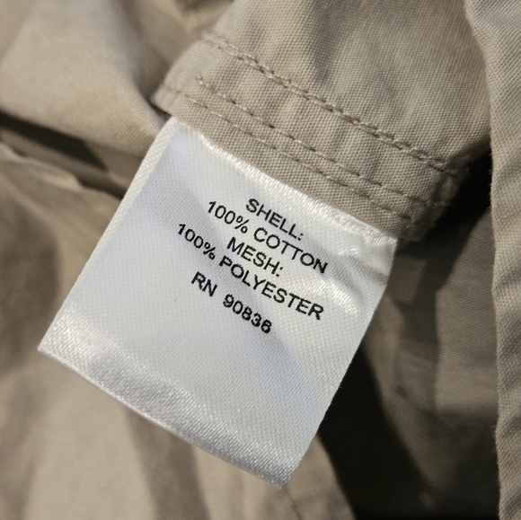 Eddie Bauer Men XL Beige Eagle Embroidered Cotton Mesh Button Short Sleeve Shirt - Picture 6 of 8